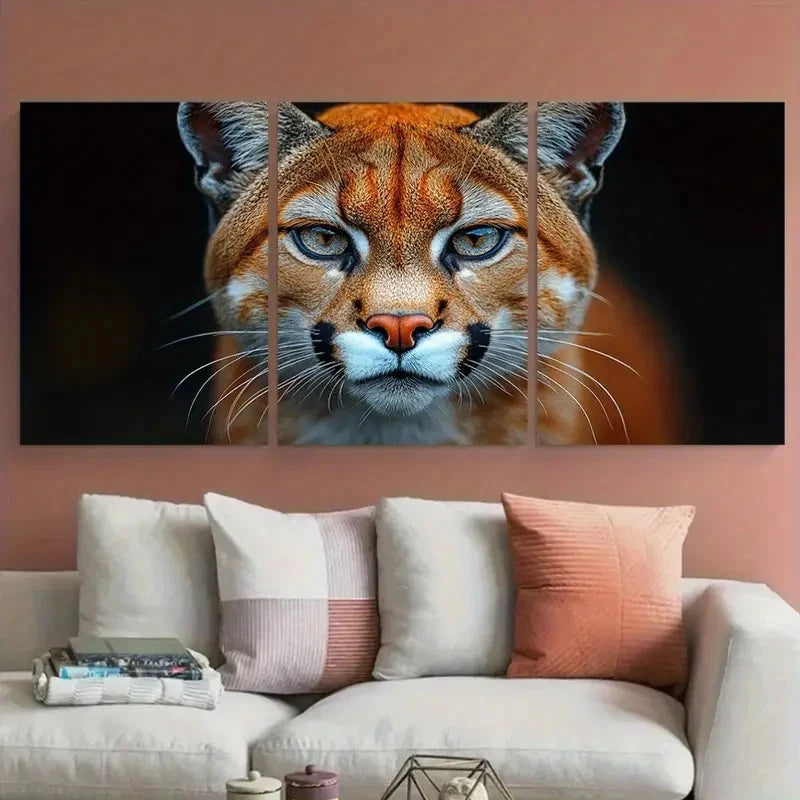 3pcs American Puma Close Up Macro Photography Metal Print Ready to Hang Art