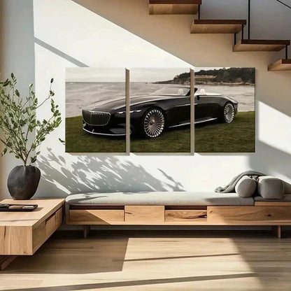 3pcs Black Mercedes Benz Super Car Wall Art Canvas Unframed - High Quality Print 100% Australian Made Wall Canvas - Bella Home Decor