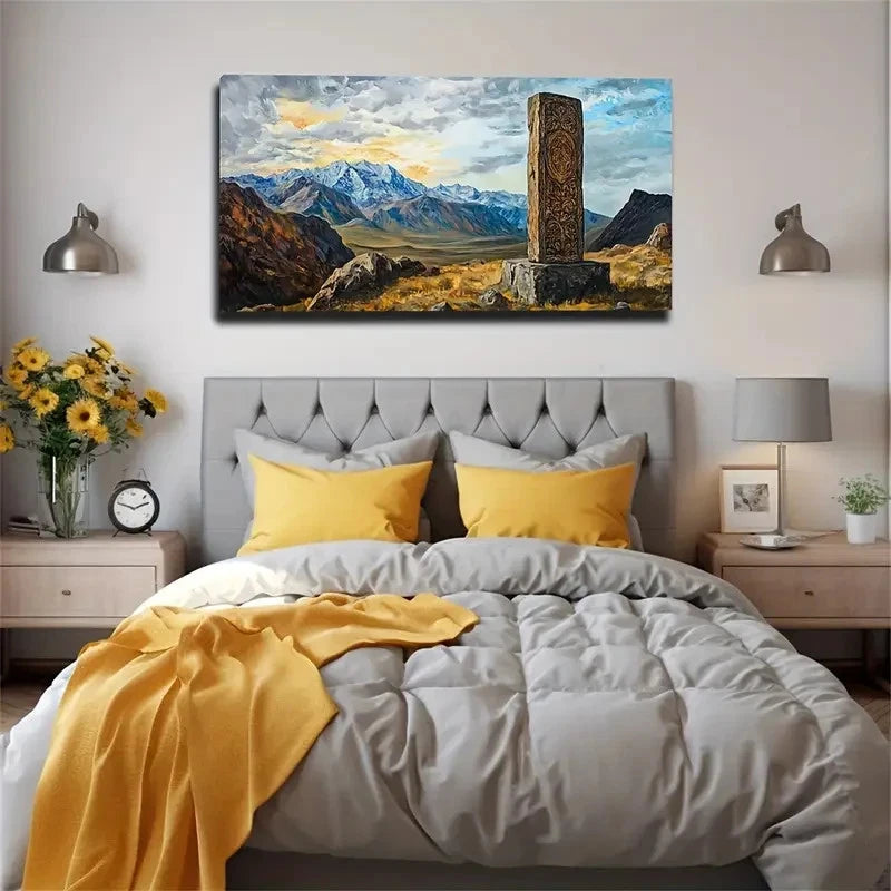 Totem Stone Columns Suitable Wall Art Canvas Office Home Room Framed 120x60cm