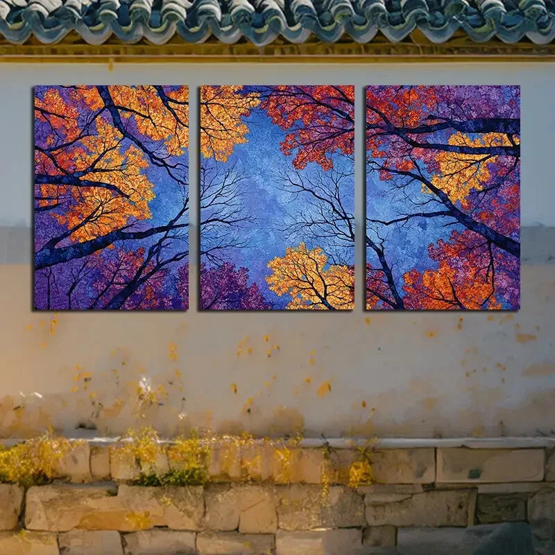 3pcs Sky in the Forest Nature inspired Design Metal Print Ready to Hang Art - Bella Home Decor