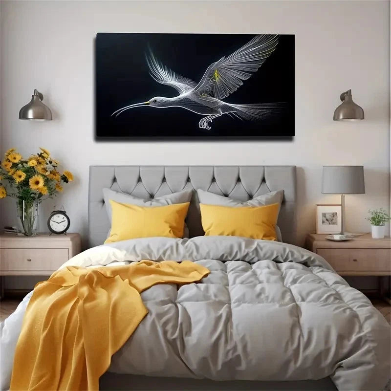 Dancing Bird With Spread Wings Wall Art Canvas Office Home Room Framed 120x60cm