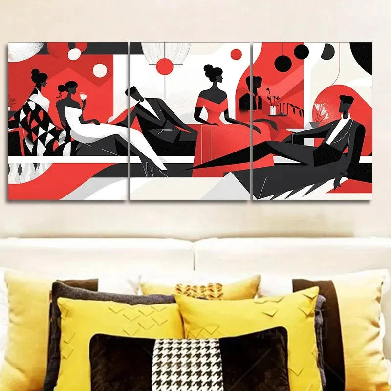 3pcs Bachelor party cartoonish style Painting  Wall Art Set Canvas Framed 40x60cm - High Quality Print 100% Australian Made Wall Canvas Ready to Hang - Bella Home Decor