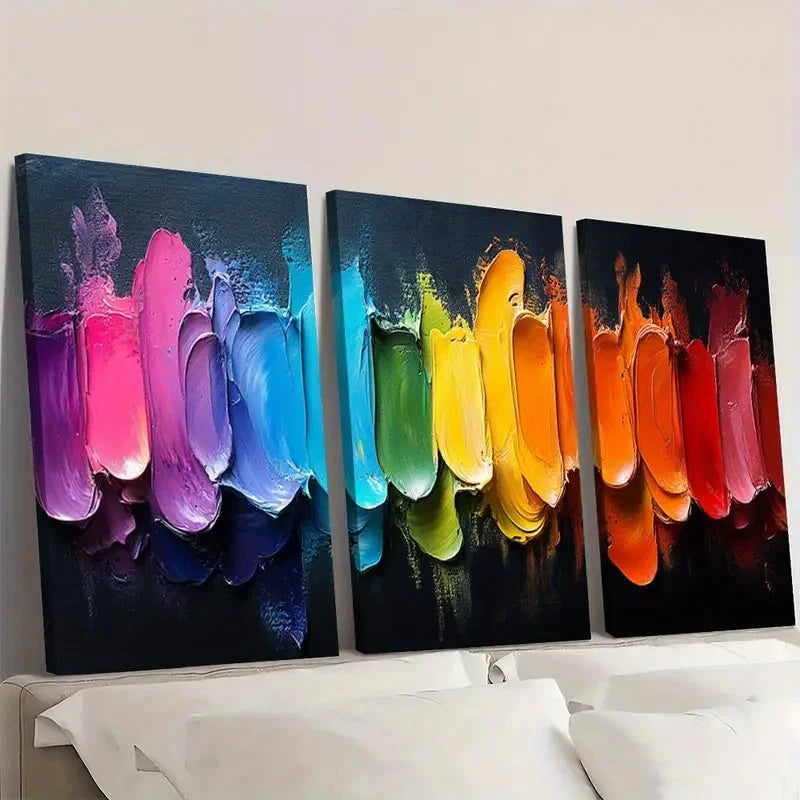 3pcs Contemporary Painting Colorful FR     Wall Art Set Canvas Framed 40x60cm - High Quality Print 100% Australian Made Wall Canvas Ready to Hang - Bella Home Decor