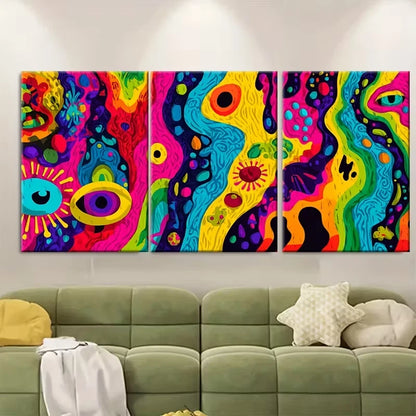 3pcs Bold Neon Colors Metal Print Ready to Hang Art - Bella Home Decor