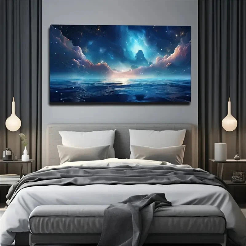 Creative Work Night Sky Wall Art Canvas Office Home Room Framed 120x60cm
