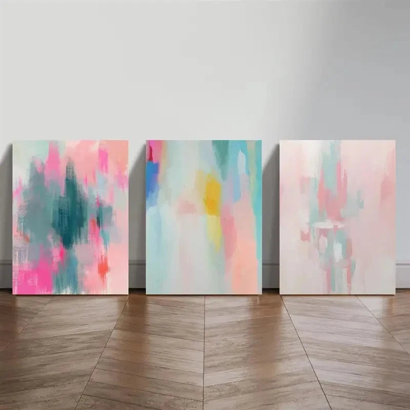 3pcs Colorful Geometric & Floral Designs Metal Print Ready to Hang Art - Bella Home Decor