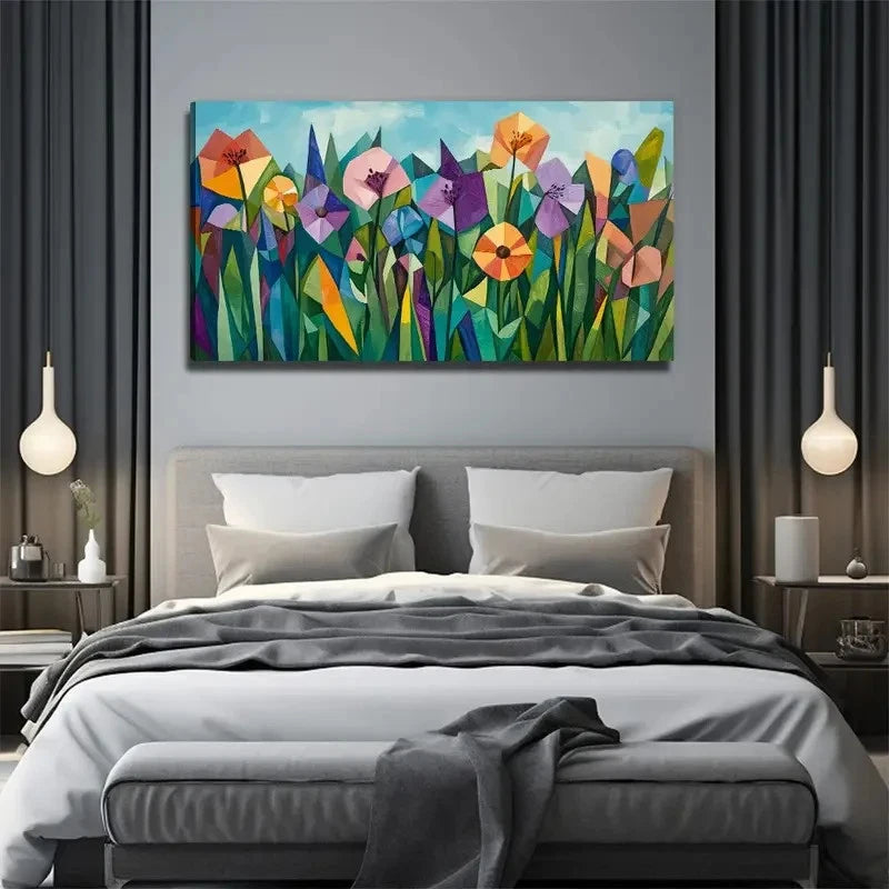 Vibrant Floral Colorful Wall Art Canvas Office Home Room Framed 120x60cm