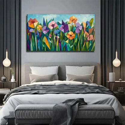 Vibrant Floral Colorful Wall Art Canvas Office Home Room Framed 120x60cm