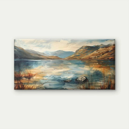 Lake Scene with Mountains Wall Art Canvas Office Home Room Framed 120x60cm
