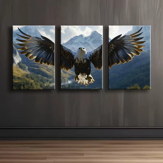 3pcs Majestic Eagle Nature-Inspired Wall Art Set Canvas Framed 40x60cm - High Quality Print 100% Australian Made Wall Canvas Ready to Hang