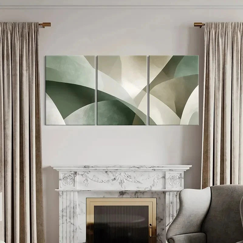 3pcs Modern Abstract Geometric Shapes Metal Print Ready to Hang Art - Bella Home Decor