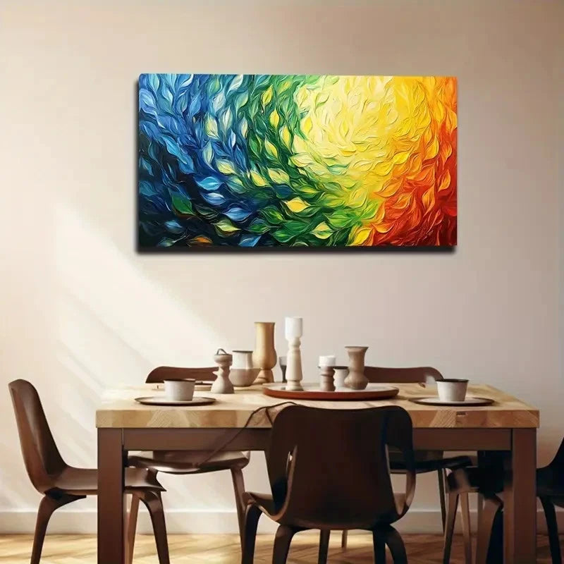 Gradient Blue To Red Leaves Wall Art Canvas Office Home Room Framed 120x60cm