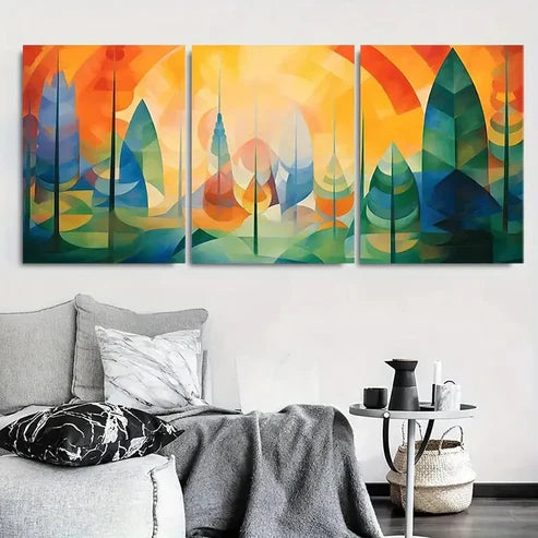 3pcs Vibrant Abstract Forest Boho Nature Wall Art Canvas Unframed - High Quality Print 100% Australian Made Wall Canvas