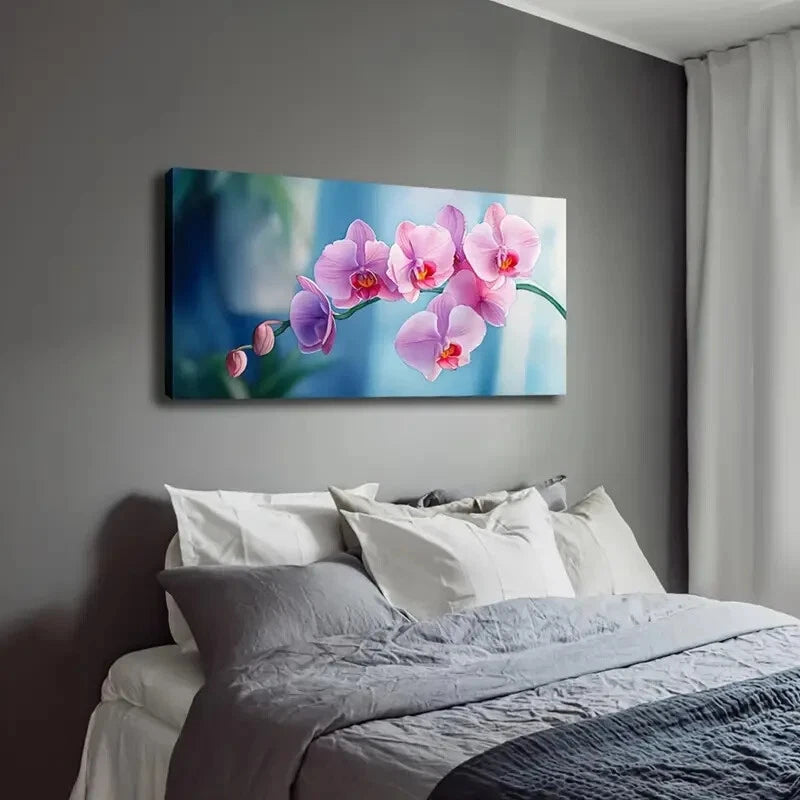 Pink Blooming Flowers Green Wall Art Canvas Office Home Room Framed 120x60cm - Bella Home Decor