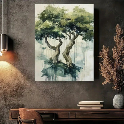 Beautiful Rustic Tree Modern Vintage Painting 40x60cm Metal Print Ready to Hang - Bella Home Decor