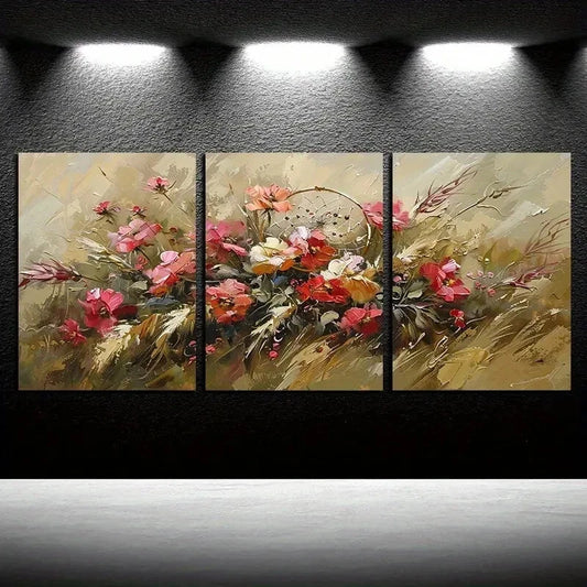 3pcs Dream Chaser Floral Decoration Wall Art Set Canvas Framed 50x70cm - High Quality Print 100% Australian Made Wall Canvas Ready to Hang - Bella Home Decor