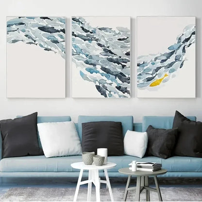 3pcs Water Color Fish Group Metal Print Ready to Hang Art