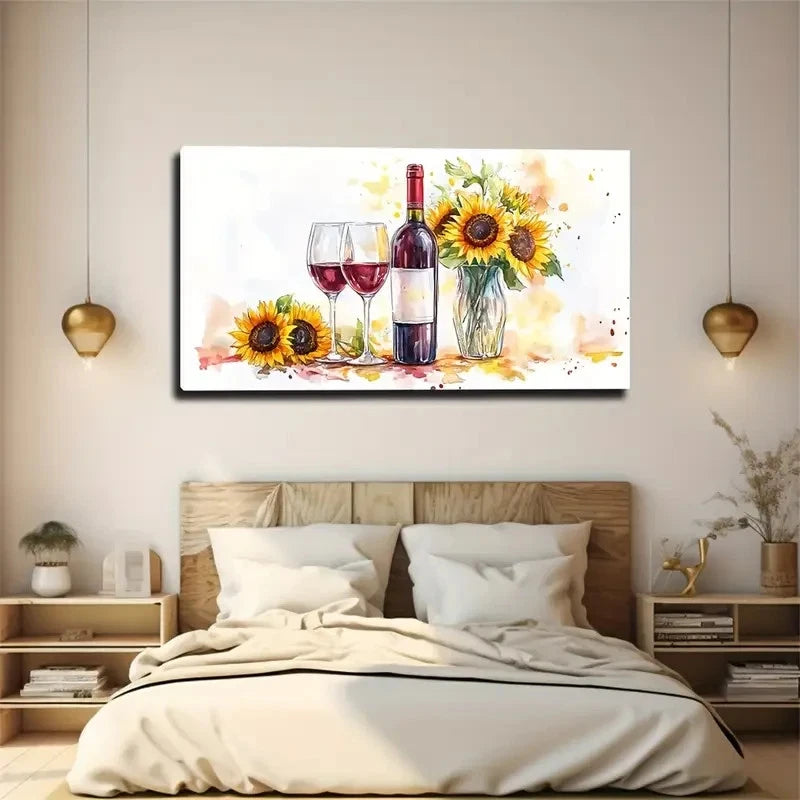 Sunflowers In A Vase Still Life Wall Art Canvas Office Home Room Framed 120x60cm