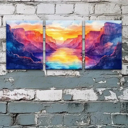 3pcs Colorful Grand Canyon Sunset Landscape Wall Art Canvas Unframed - High Quality Print 100% Australian Made Wall Canvas - Bella Home Decor