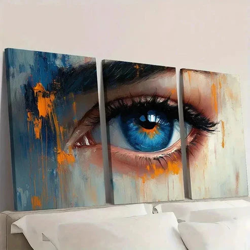 3pcs Beauty Vibrant Blue Eye  Wall Art Set Canvas Unframed – High Quality Print, 100% Australian Made Wall Canvas - Bella Home Decor