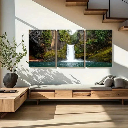 3pcs Valley Waterfall Modern Decoration Wall Art Set Canvas Framed 60x90cm - High Quality Print 100% Australian Made Wall Canvas Ready to Hang - Bella Home Decor