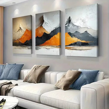 3pcs Modern Style Mountain Triptych Wall Art Set Canvas Framed 50x70cm - High Quality Print 100% Australian Made Wall Canvas Ready to Hang