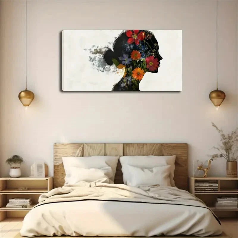 Natural Flowers Blend Human Wall Art Canvas Office Home Room Framed 120x60cm - Bella Home Decor