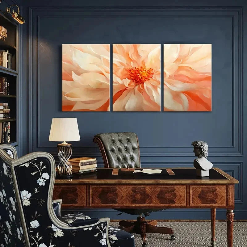 3pcs Abstract Floral Art Elegant Design Metal Print Ready to Hang Art - Bella Home Decor