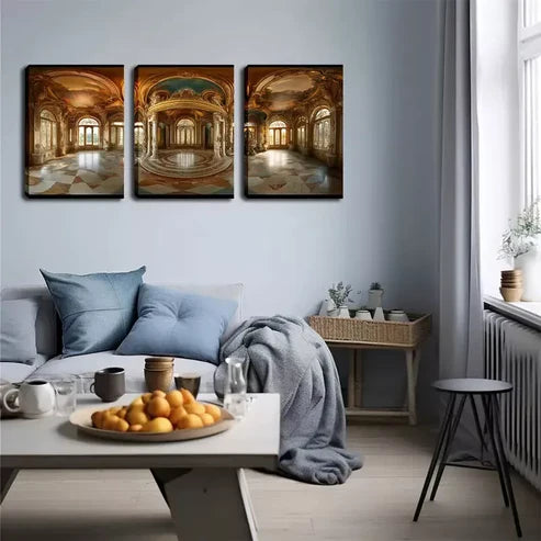 3pcs Modern Castle Building Wall Art Canvas Unframed - High Quality Print 100% Australian Made Wall Canvas