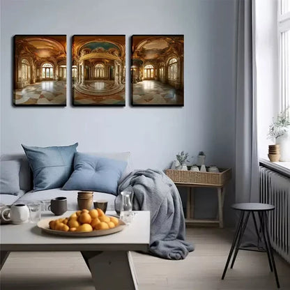 3pcs Modern Castle Building Wall Art Canvas Unframed - High Quality Print 100% Australian Made Wall Canvas