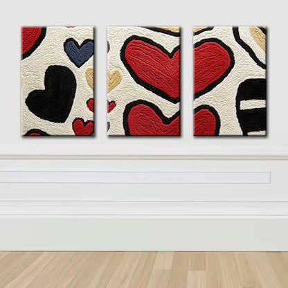 3pcs Red and black love Illustration Wall Art Set Canvas Framed 60x90cm - High Quality Print 100% Australian Made Wall Canvas Ready to Hang