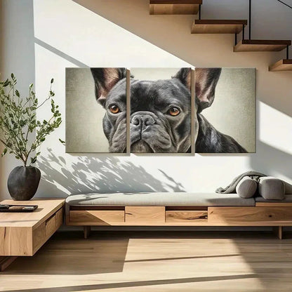 3pcs Artistic French Bulldog Portrait Poster Metal Print Ready to Hang Art - Bella Home Decor