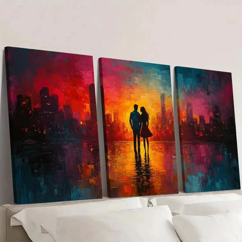 3pcs Abstract City Romantic Couple RC  Wall Art Set Canvas Framed 40x60cm - High Quality Print 100% Australian Made Wall Canvas Ready to Hang - Bella Home Decor