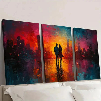 3pcs Abstract City Romantic Couple RC  Wall Art Set Canvas Framed 40x60cm - High Quality Print 100% Australian Made Wall Canvas Ready to Hang - Bella Home Decor