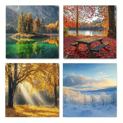 4pcs Four Seasons Landscape Wall Art Canvas  Framed - Bella Home Decor