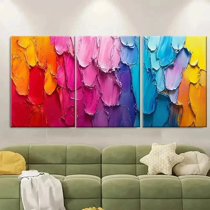 3pcs Vibrant Textured Abstract WT Wall Art Set Canvas Framed 50x70cm - High Quality Print 100% Australian Made Wall Canvas Ready to Hang - Bella Home Decor