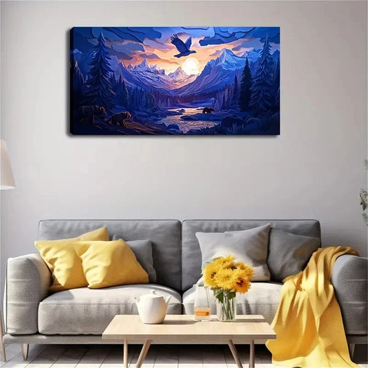 Minimalist Abstract Eagle Soar Wall Art Canvas Office Home Room Framed 120x60cm