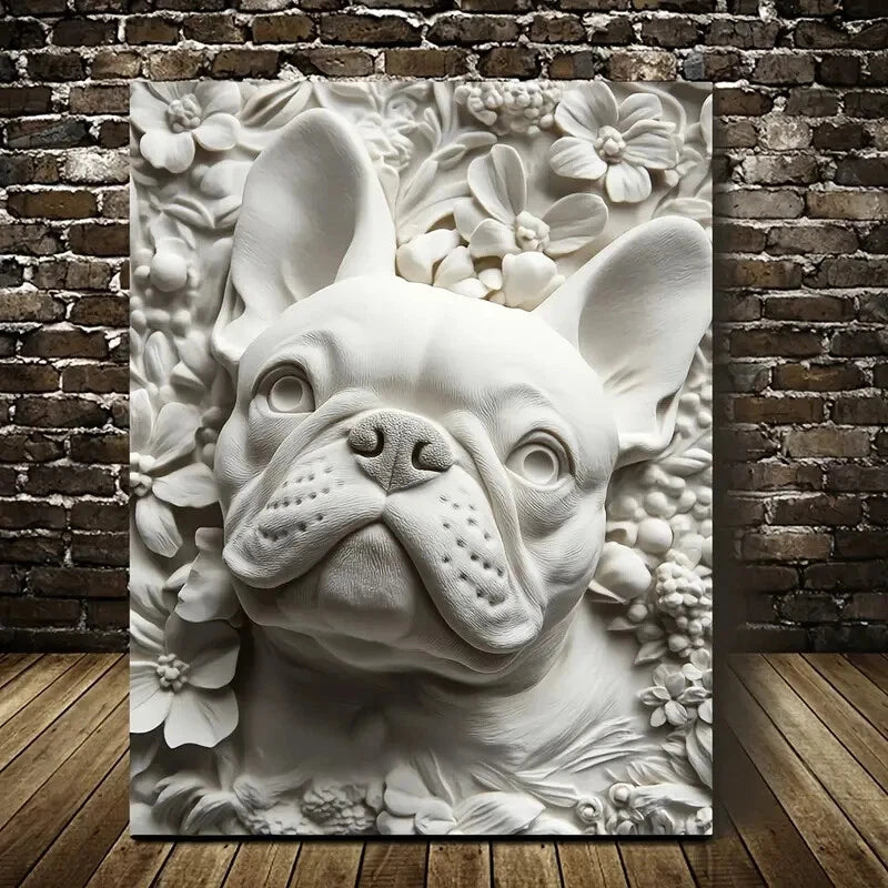 Beautiful Featuring a French Bulldog Painting 40x60cm Metal Print Ready to Hang - Bella Home Decor