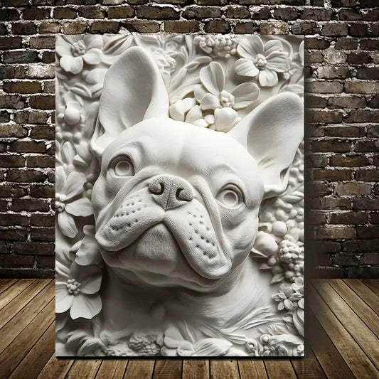 Beautiful Featuring a French Bulldog Painting 40x60cm Metal Print Ready to Hang - Bella Home Decor