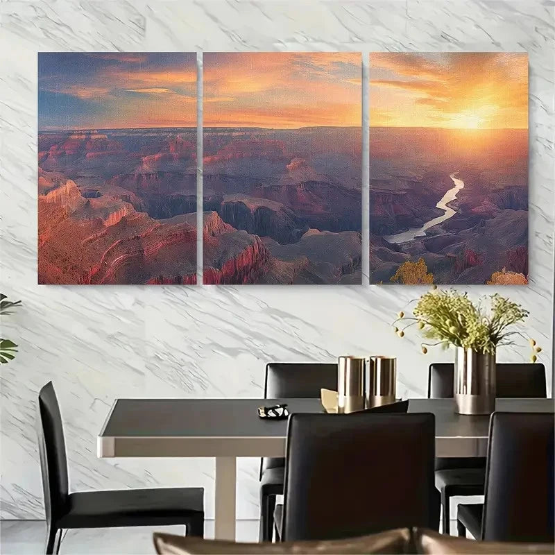 3pcs Grand Canyon at Sunset Landscape Metal Print Ready to Hang Art