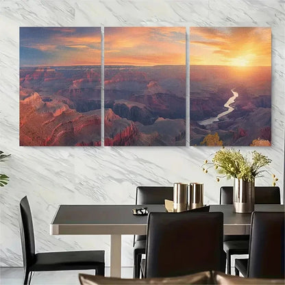 3pcs Grand Canyon at Sunset Landscape Metal Print Ready to Hang Art
