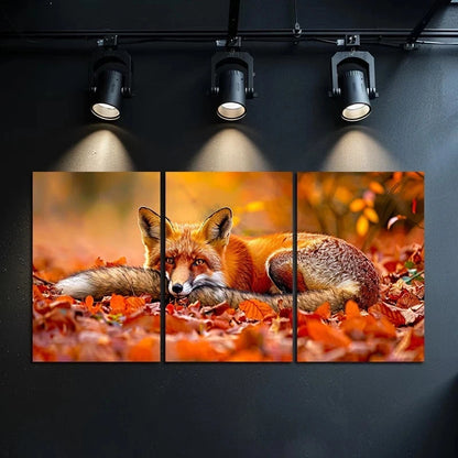 3pcs Charming Red Fox Autumn Scene Metal Print Ready to Hang Art - Bella Home Decor