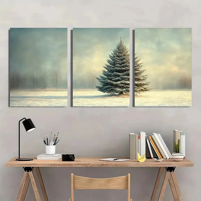 3pcs Moody Christmas Vintage Christmas Tree Print Metal Print Ready to Hang Art - Bella Home Decor