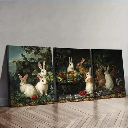 3pcs Rabbit farm  Wall Art Set Canvas Unframed - High Quality Print 100% Australian Made Wall Canvas