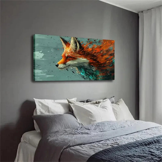 Modern Minimalist Fox Head Wall Art Canvas Office Home Room Framed 120x60cm