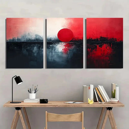 3pcs Textured Abstract Painting Gray and Black Metal Print Ready to Hang Art - Bella Home Decor