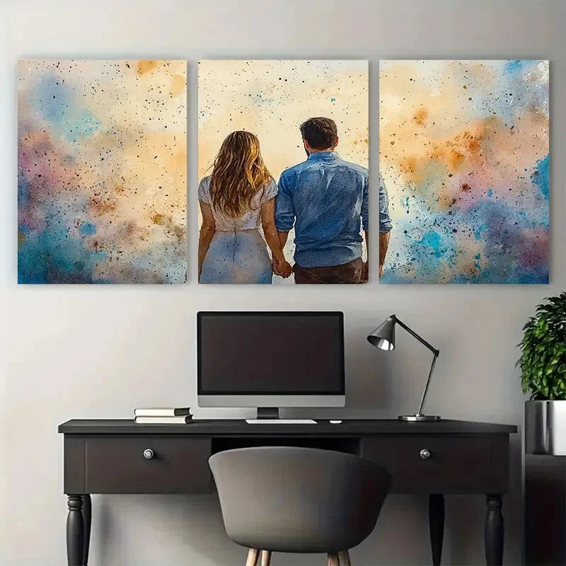 3pcs Couple Wedding Anniversary Portrait Metal Print Ready to Hang Art - Bella Home Decor