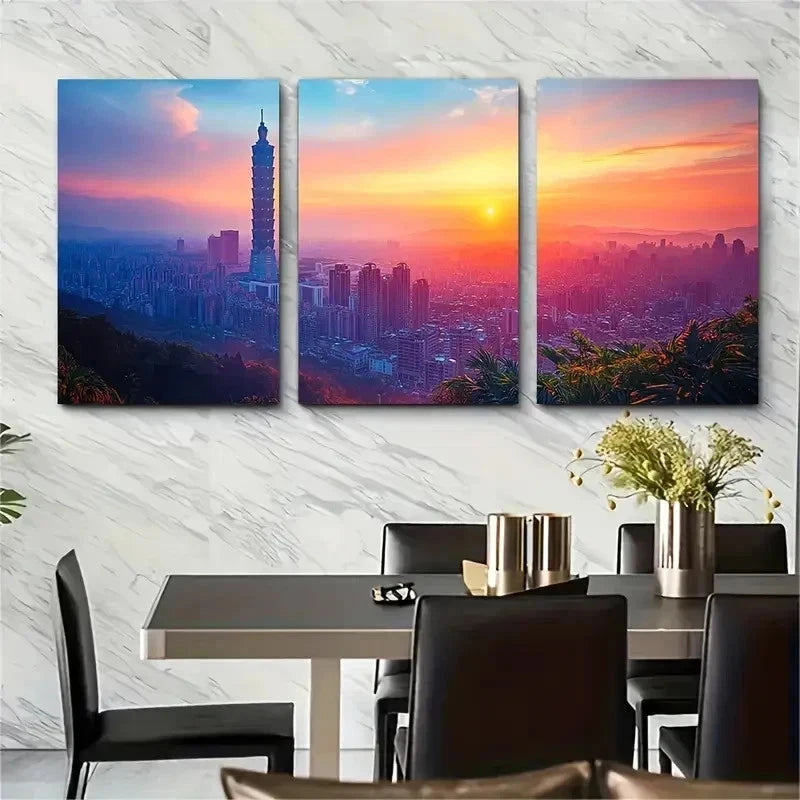3pcs Taiwanese Travel Botanical Decor Perfect Wall Art Set Canvas Framed 50x70cm - High Quality Print 100% Australian Made Wall Canvas Ready to Hang