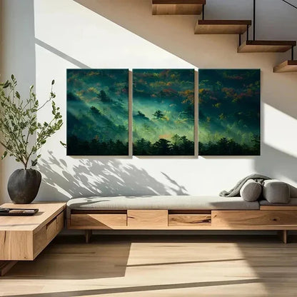 3pcs Misty Forest Woods Landscape Wall Art Canvas Unframed – High Quality Print 100% Australian Made Wall Canvas