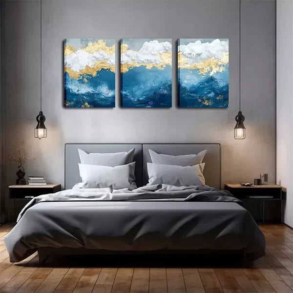 3pcs Good-Looking Artwork, Abstract Patterns Wall Art Set Canvas Framed 60x90cm - High Quality Print 100% Australian Made Wall Canvas Ready to Hang - Bella Home Decor